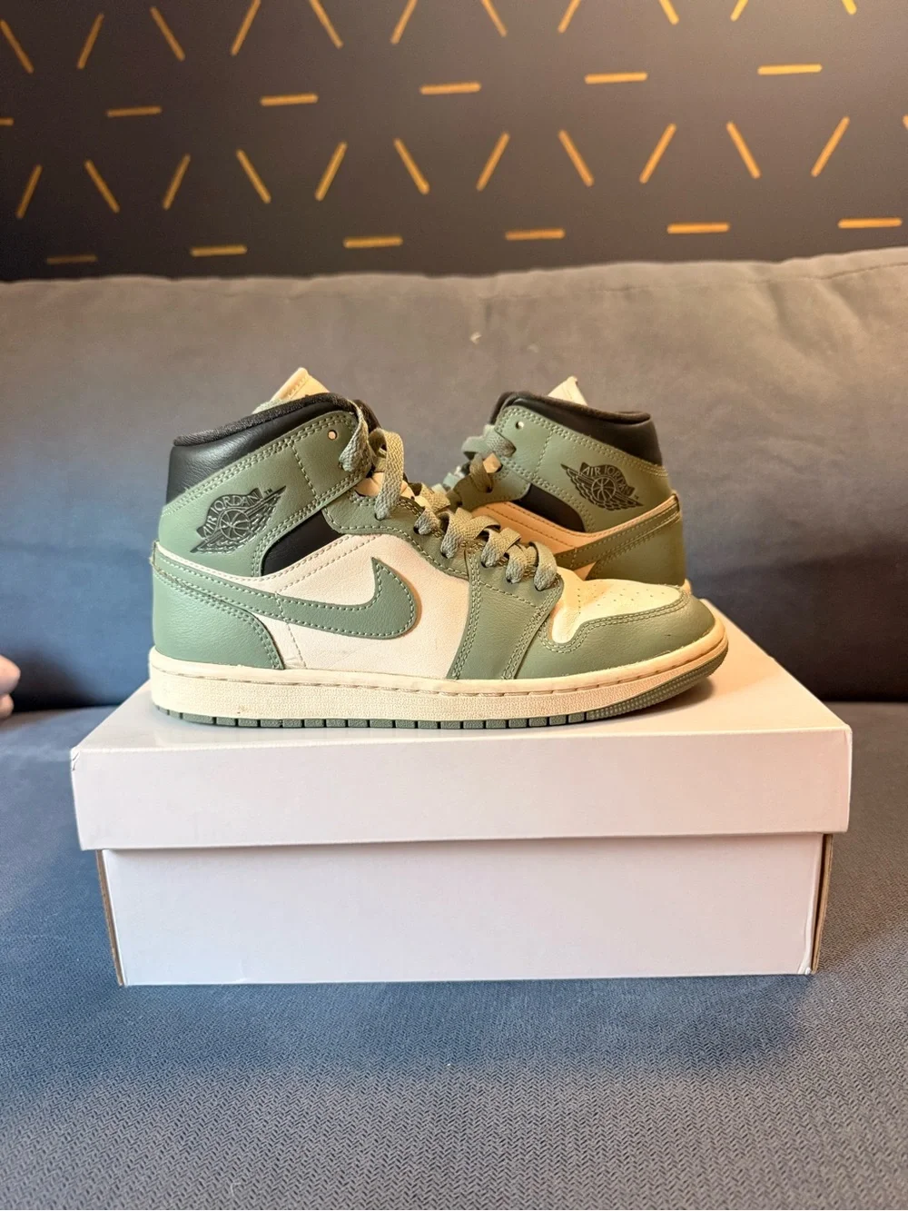 Nike Air Jordan 1 Mid Sage Green, Cream & Black
